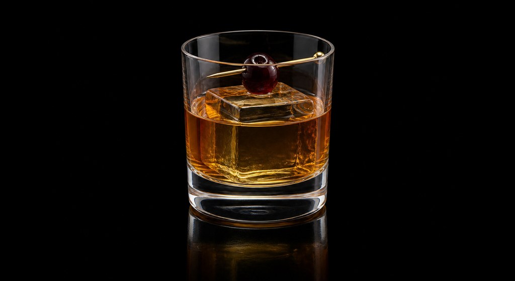 Full Monte cocktail on a dark studio background