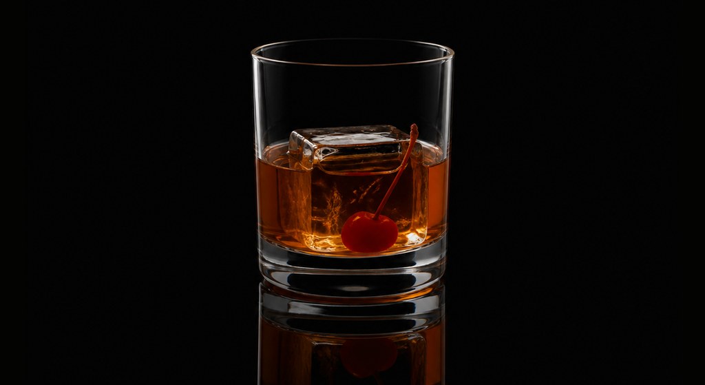 Full Monte No.2 cocktail on a dark studio background