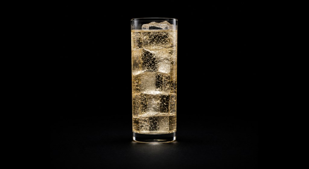 G,G,&T cocktail on a dark studio background