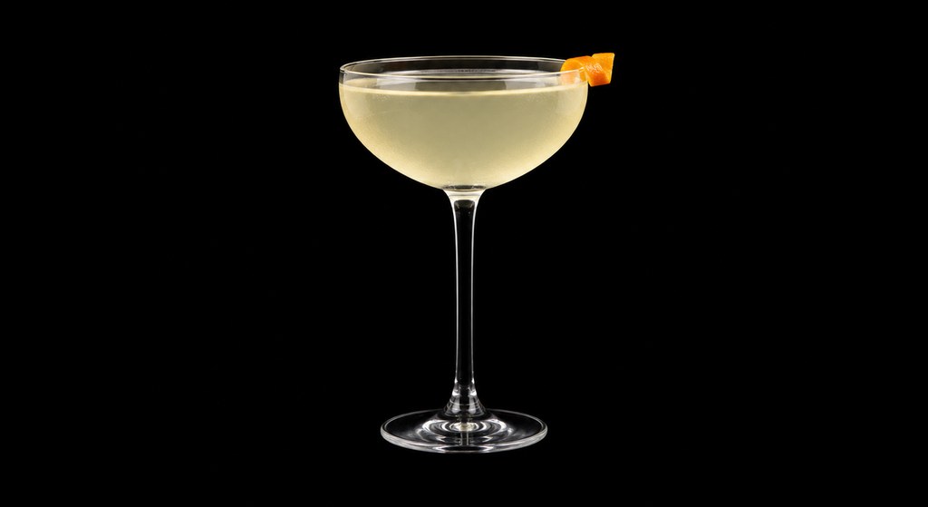 Gage & Tollner's Turf cocktail on a dark studio background
