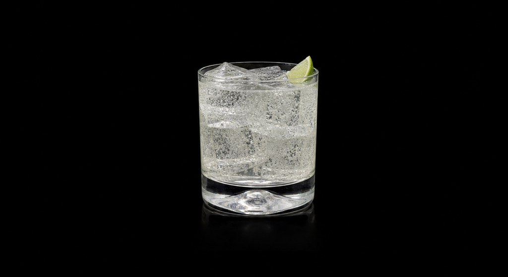 Gage Hotel Ranch Water cocktail on a dark studio background
