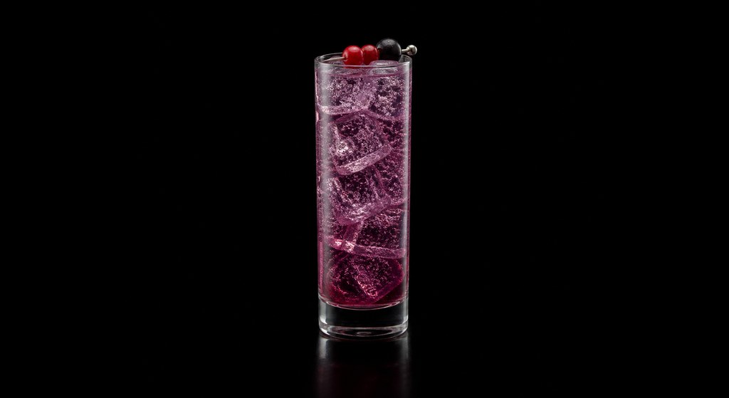Gina cocktail on a dark studio background
