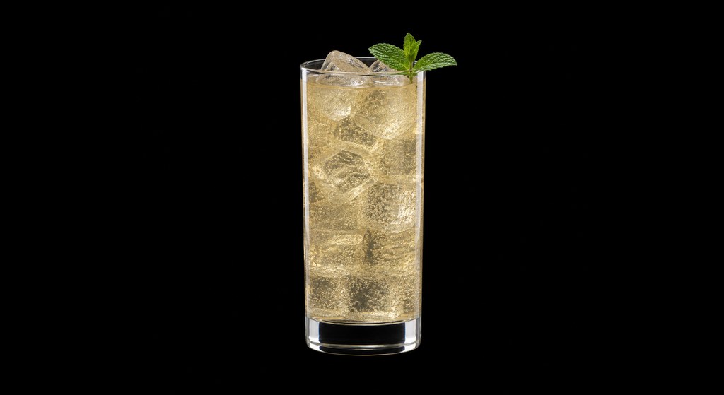 Ginger Rogers cocktail on a dark studio background