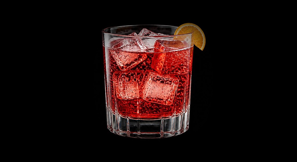 Giostra d’Alcol cocktail on a dark studio background