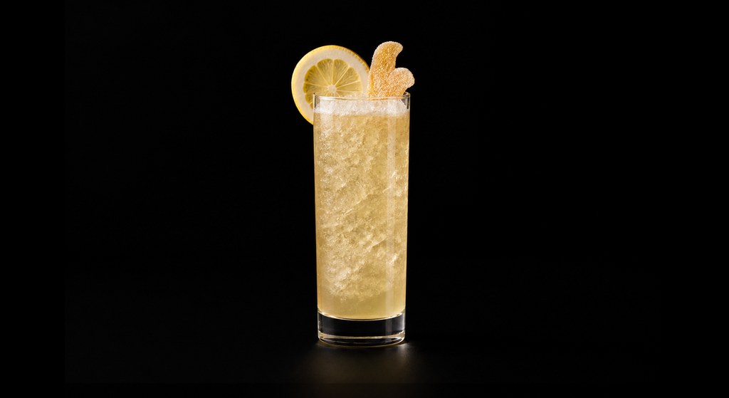 Glasgow Mule cocktail on a dark studio background