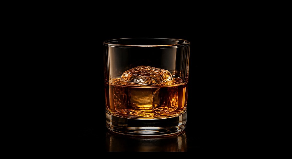 Godfather cocktail on a black studio background