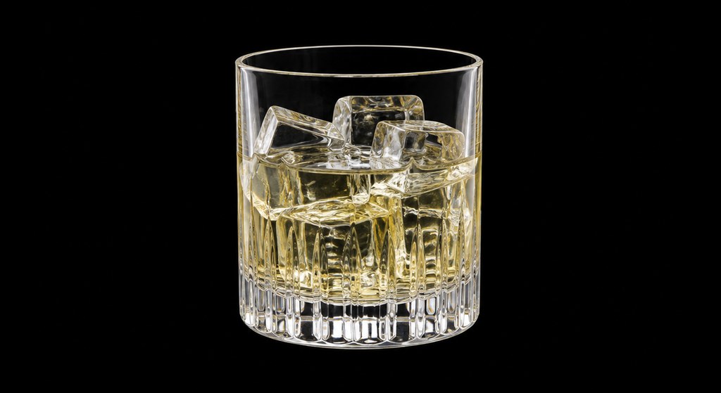 Godmother cocktail on a dark studio background
