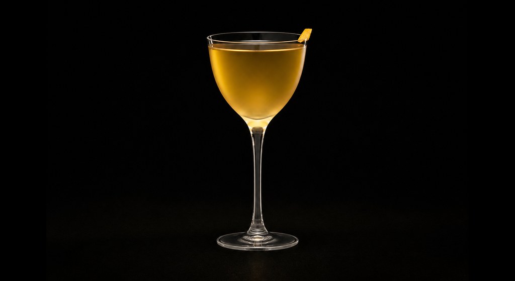 Gold cocktail on a dark studio background