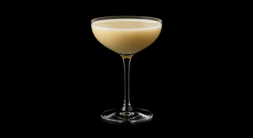 Golden Cadillac cocktail on a dark studio background