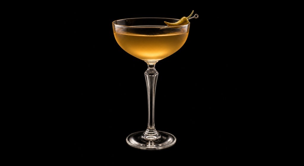 Golden Swan Martini cocktail on a dark studio background