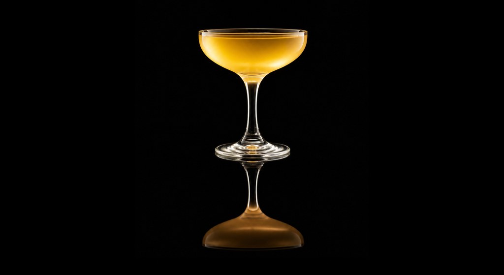 Golden Wave cocktail on a dark studio background