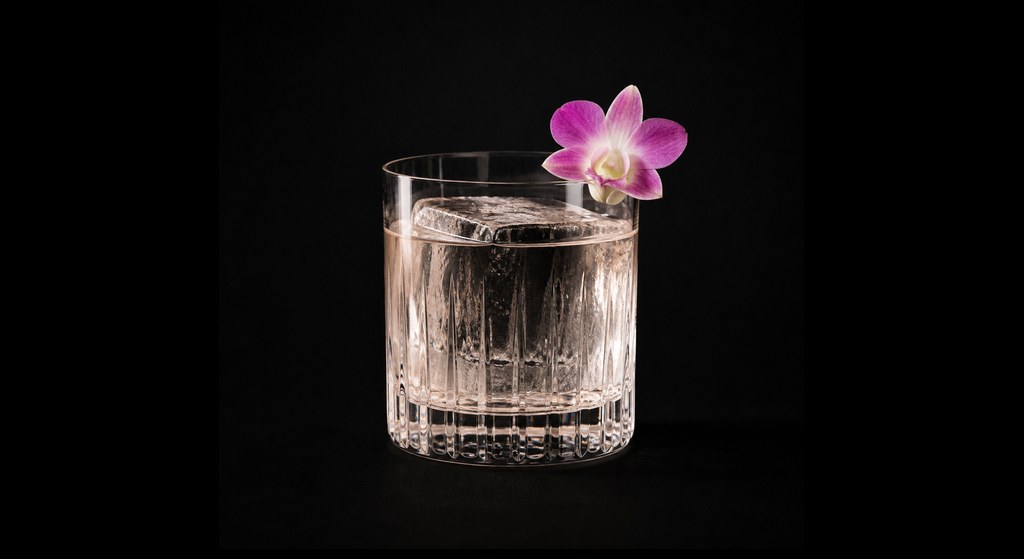 Gossamer cocktail on a dark studio background