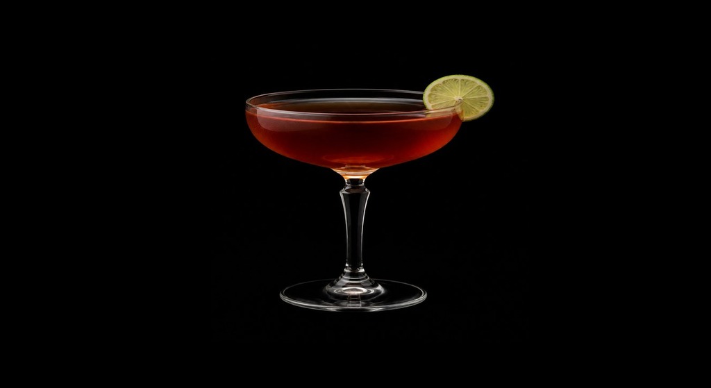 Grande Guignol cocktail on a dark studio background