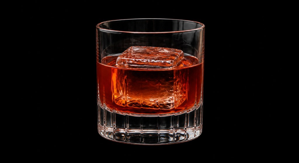 Handsome in Handcuffs cocktail on a dark studio background