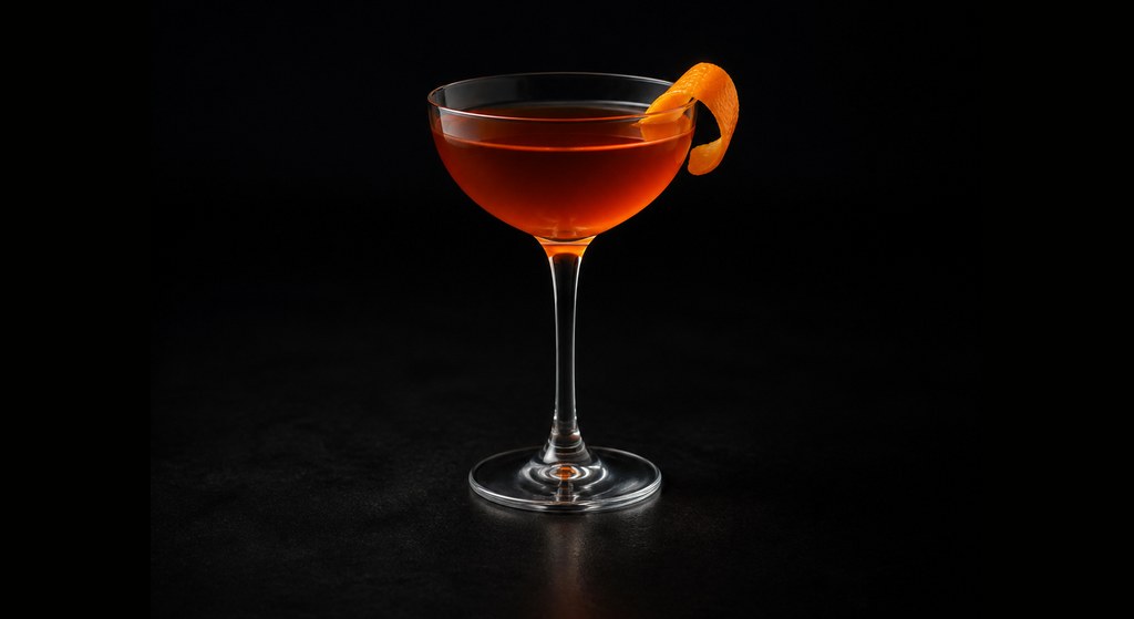 Hanky Panky cocktail on a dark studio background