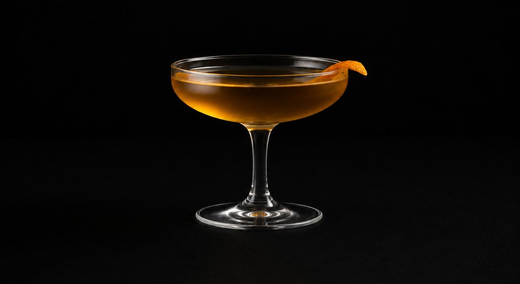 Harvest Moon cocktail on a dark studio background
