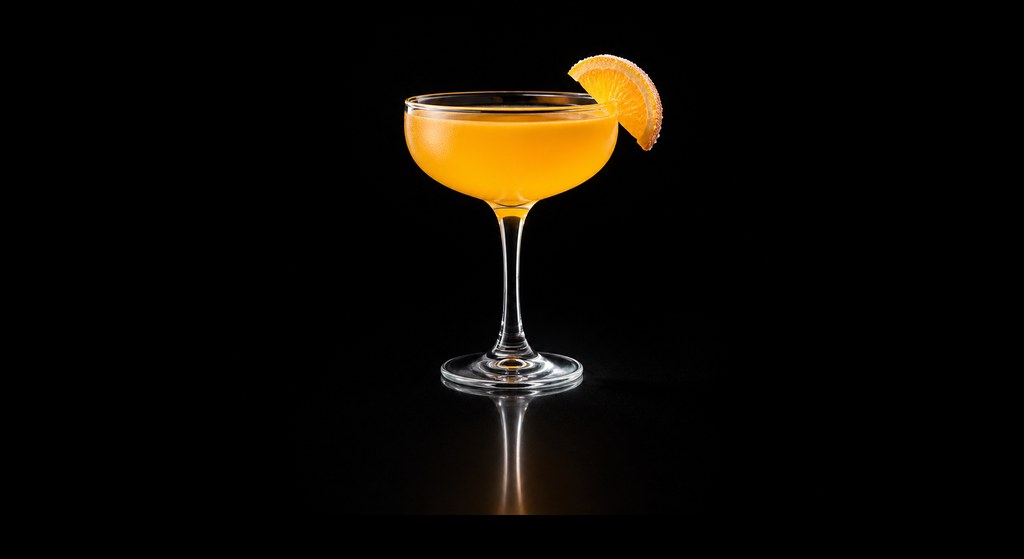 Harvey Wallbanger cocktail on a dark studio background