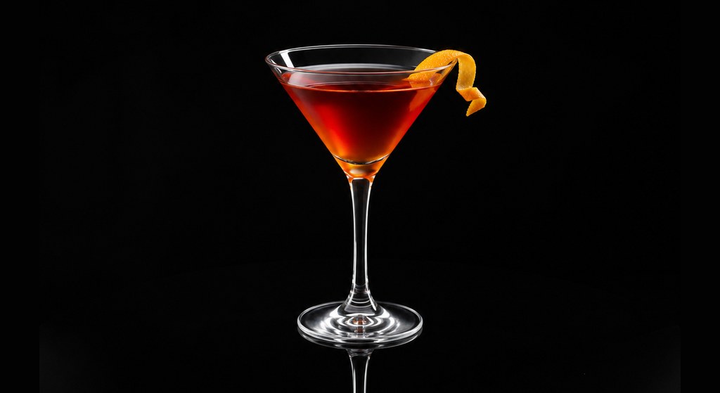 Hearst Martini cocktail on a dark studio background