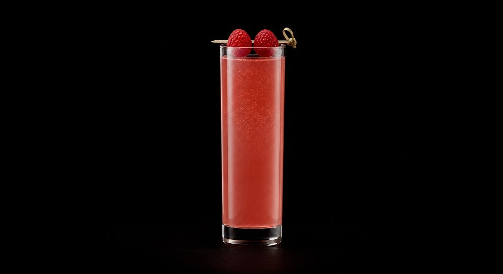 Heart-Shaped Box cocktail on a dark studio background