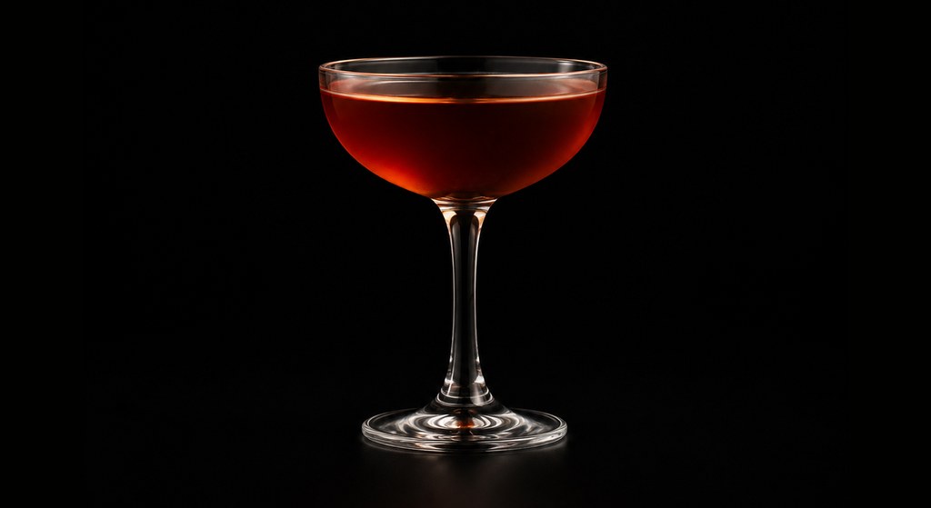 Heering Manhattan cocktail on a dark studio background