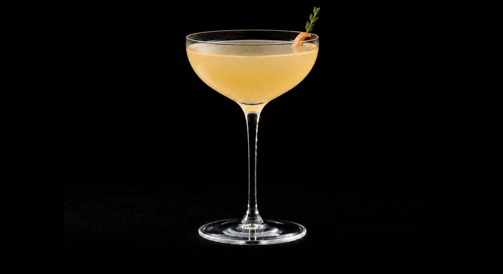 Hemingway in Europe cocktail on a dark studio background