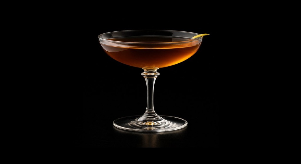 Hennessy Martini cocktail on a dark studio background