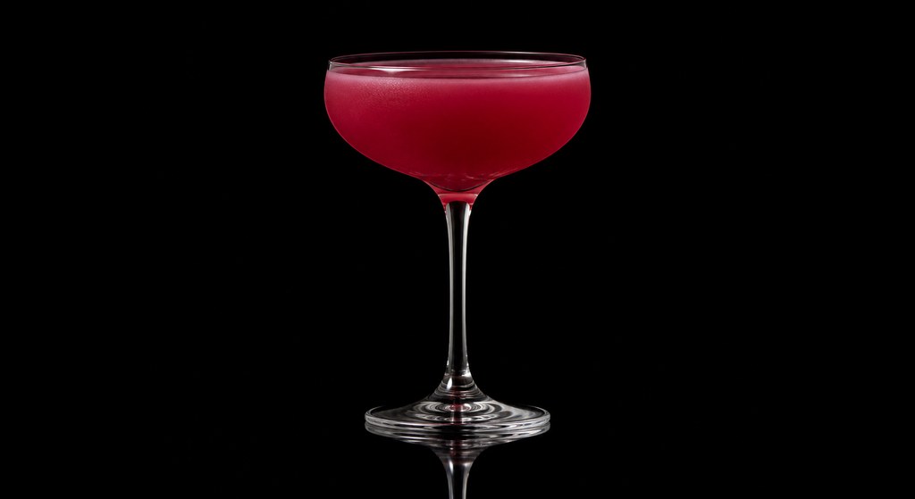 Hibiscus Gin Sour 1.0 cocktail on a dark studio background