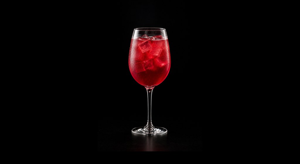 Hibiscus Rose Mocktail cocktail on a dark studio background
