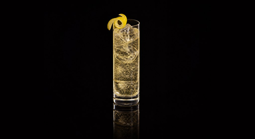 High Altitude Highball cocktail on a dark studio background
