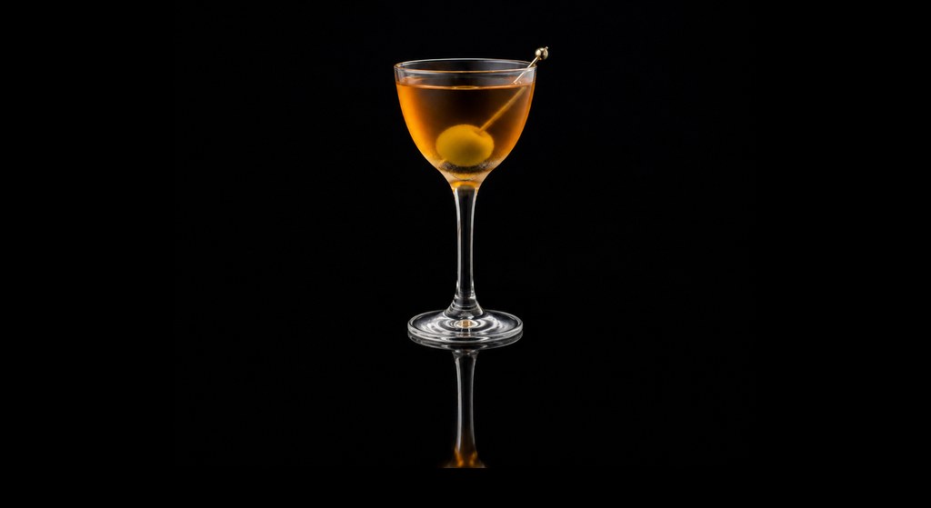 Highland Fling cocktail on a dark studio background