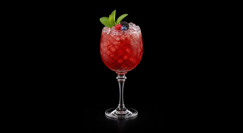 Honey Cobbler cocktail on a dark studio background