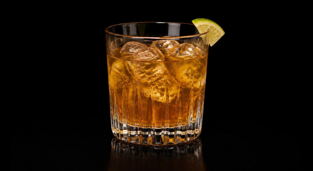 Honey Rum Grog cocktail on a dark studio background