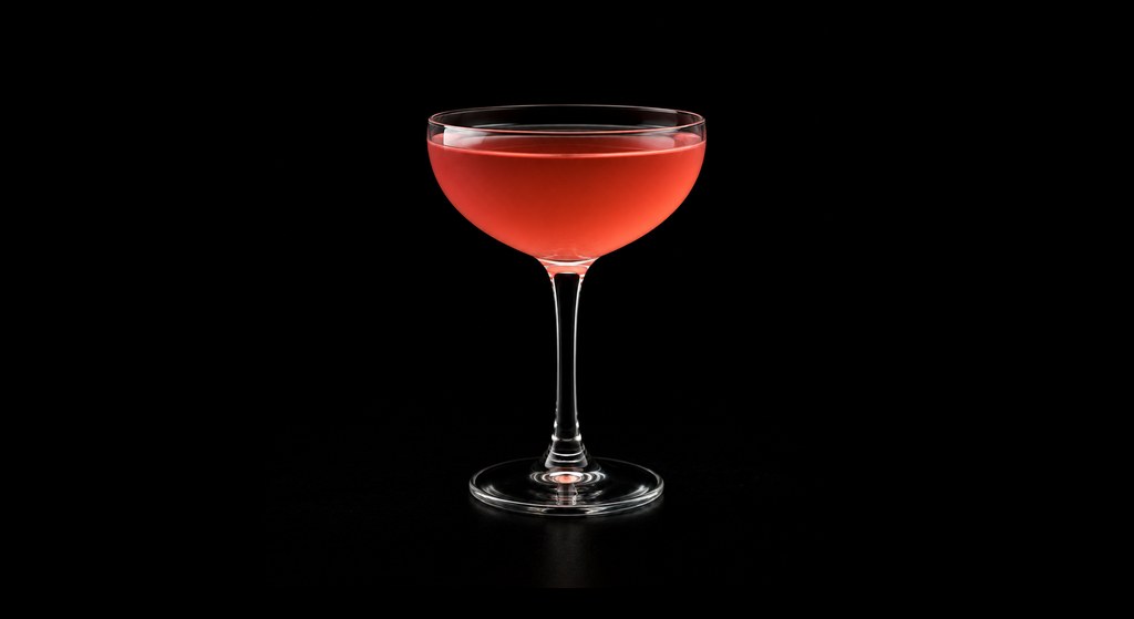 Honeycut’s Cosmo cocktail on a dark studio background