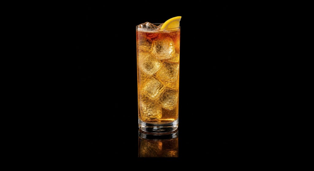 Horsefeather cocktail on a dark studio background