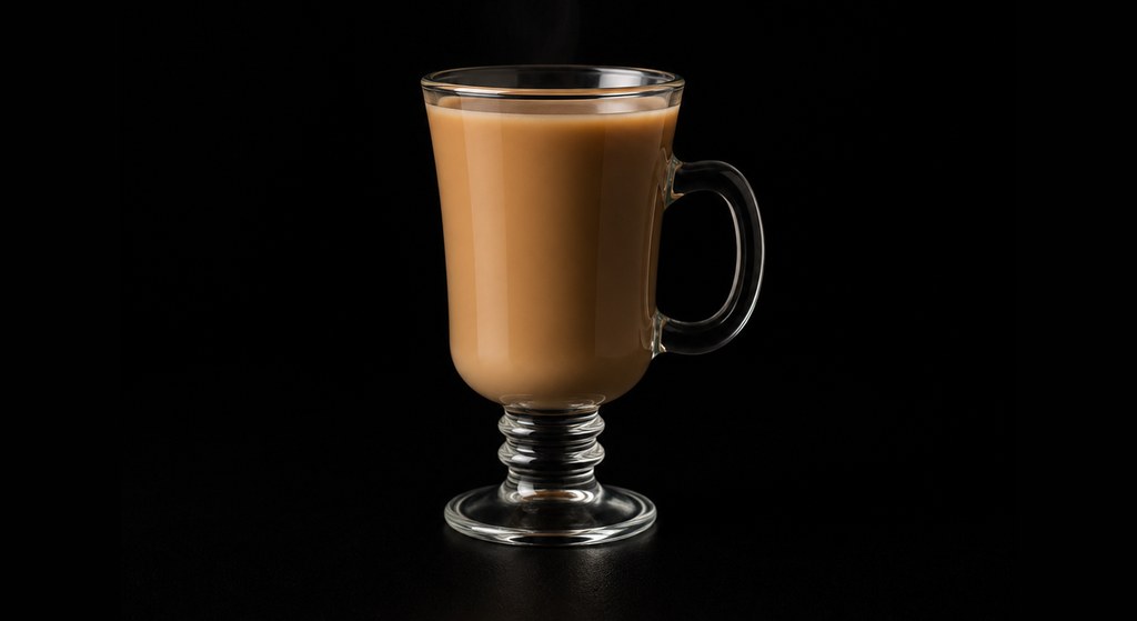 Hot Creamy Bush cocktail on a dark studio background