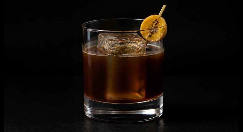 Hungry Eyes cocktail on a dark studio background