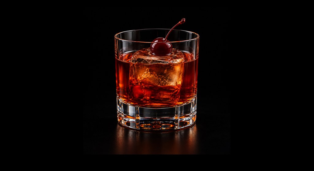Hunter cocktail on a dark studio background
