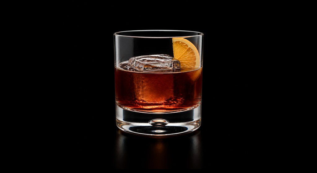 Hunter's Verdict cocktail on a dark studio background