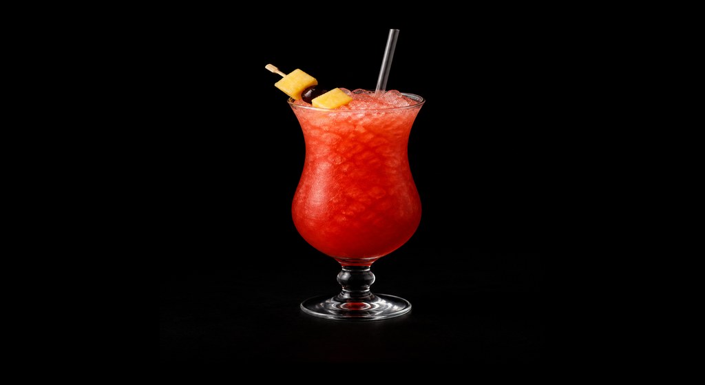 Hurricane (original recipe) cocktail on a dark studio background