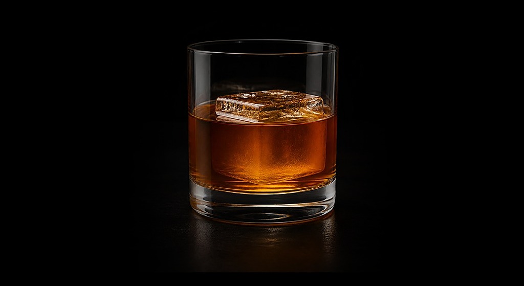 Hybrid Theory cocktail on a dark studio background