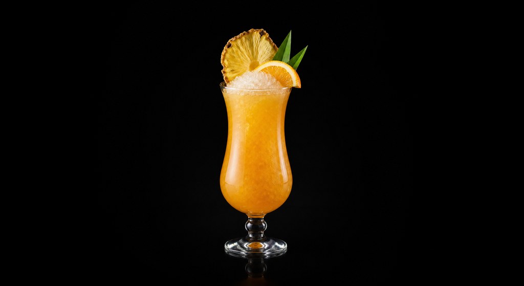 IBA Tiki cocktail on a dark studio background