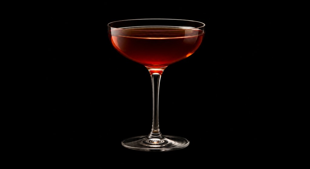 I'll Take Manhattan cocktail on a dark studio background