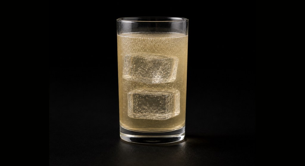 Imperial Fizz cocktail on a dark studio background