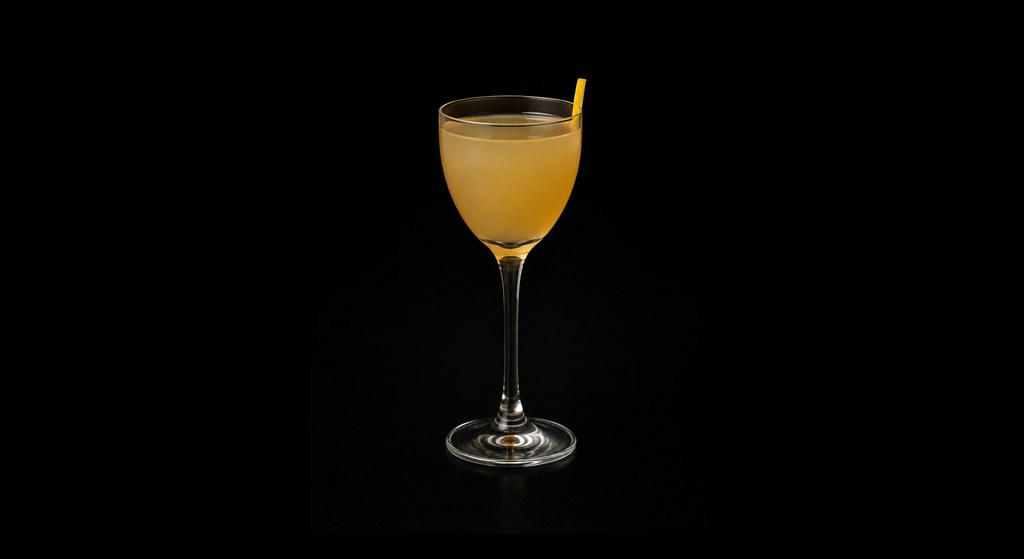 Improved Japanese Cocktail cocktail on a dark studio background