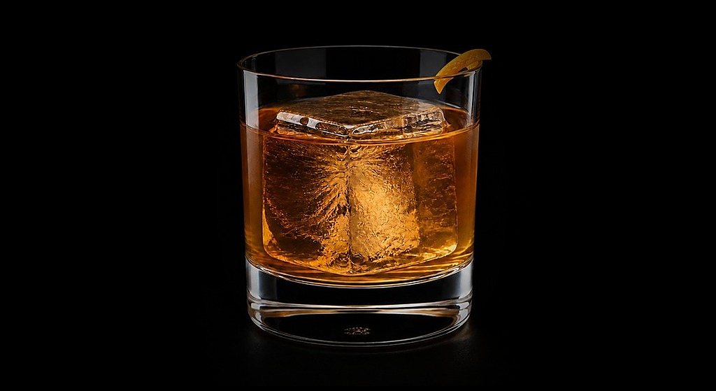 Inverno Luce cocktail on a dark studio background
