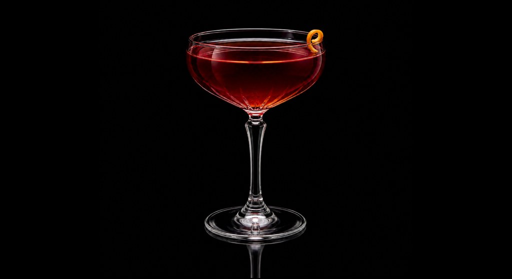 Irish Boulevardier cocktail on a dark studio background