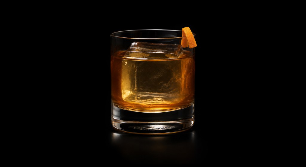 Irish Godfather cocktail on a dark studio background