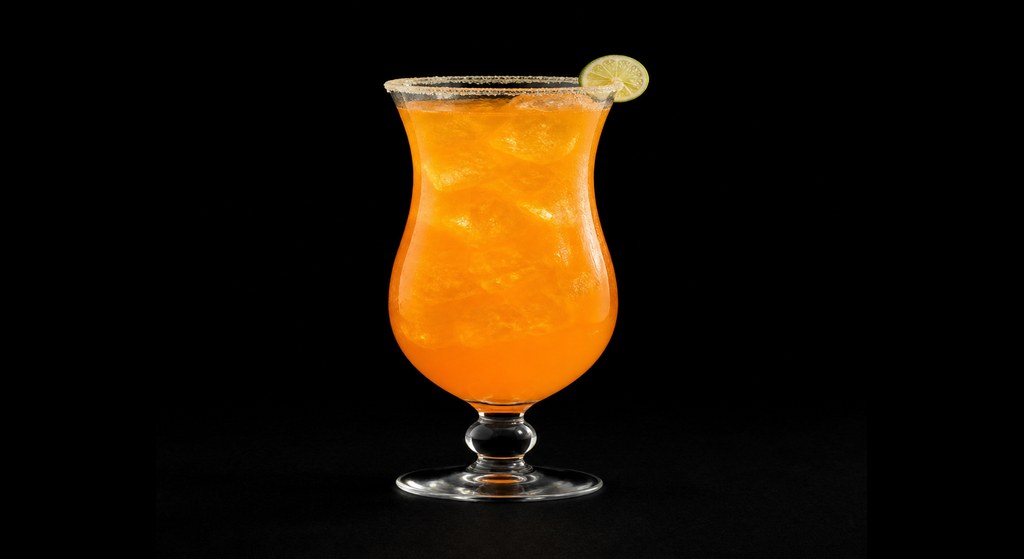 Italian Screwdriver cocktail on a dark studio background