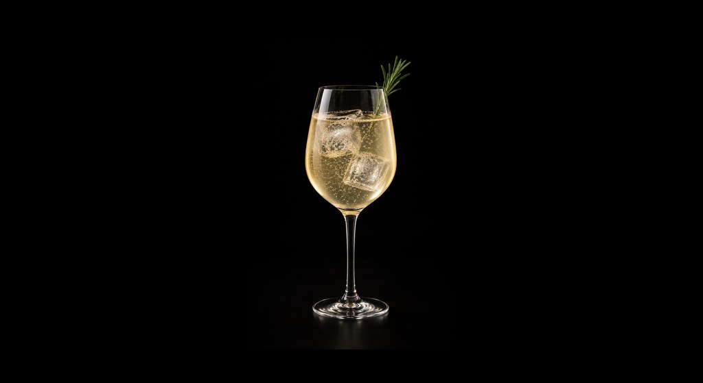 Jardin Éphémère cocktail on a dark studio background