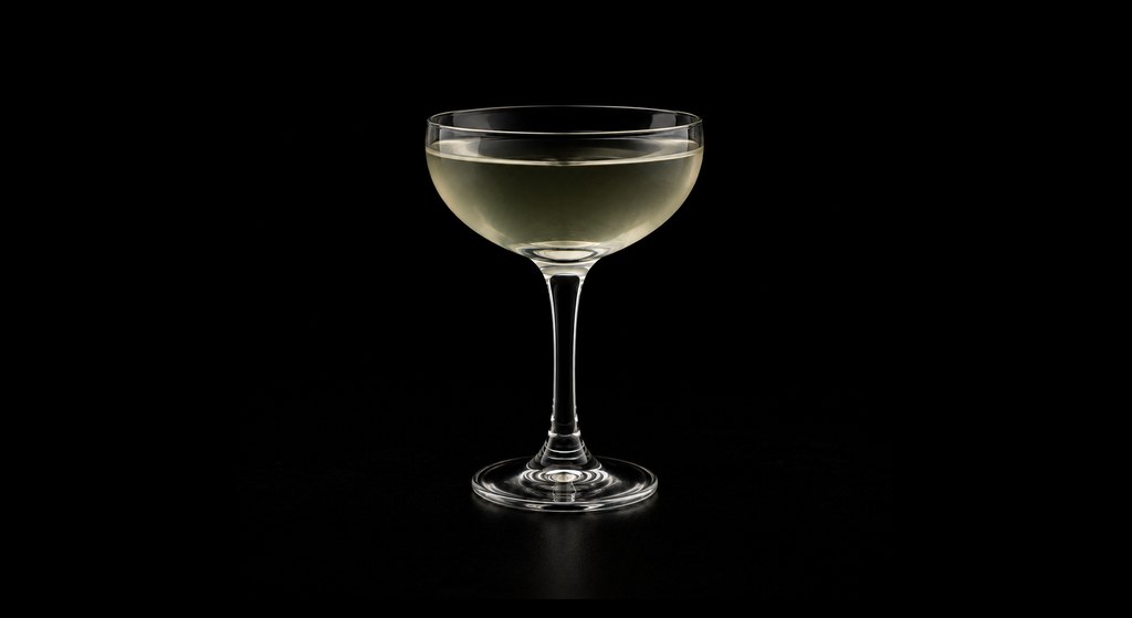 Javelle Taft’s 50/50 Martini cocktail on a dark studio background